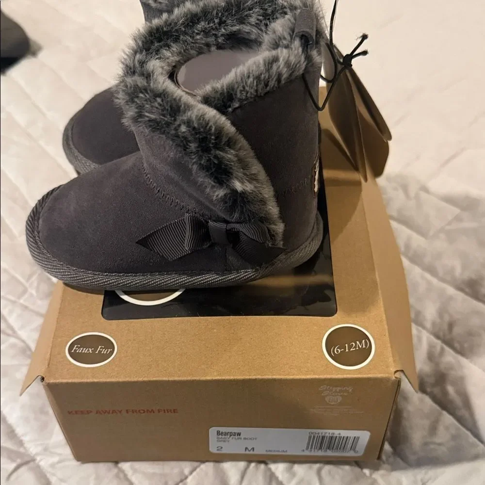 Brand New BearPaw Charcoal Baby Boots Never Worn